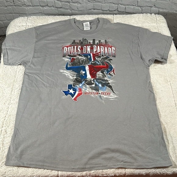 Bulls on Parade Houston Texans Tee size XL NWOT Grey Short Sleeve Tee - Picture 13 of 16